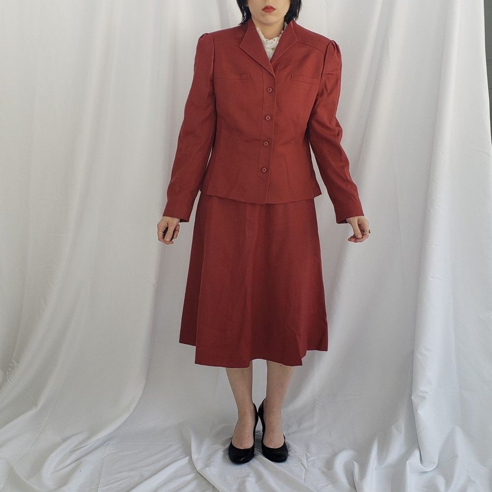 70s/80s Deadstock Rust Colored‎ Skirt Suit